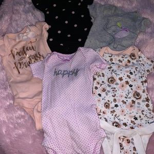5 premie baby girl onsies lot